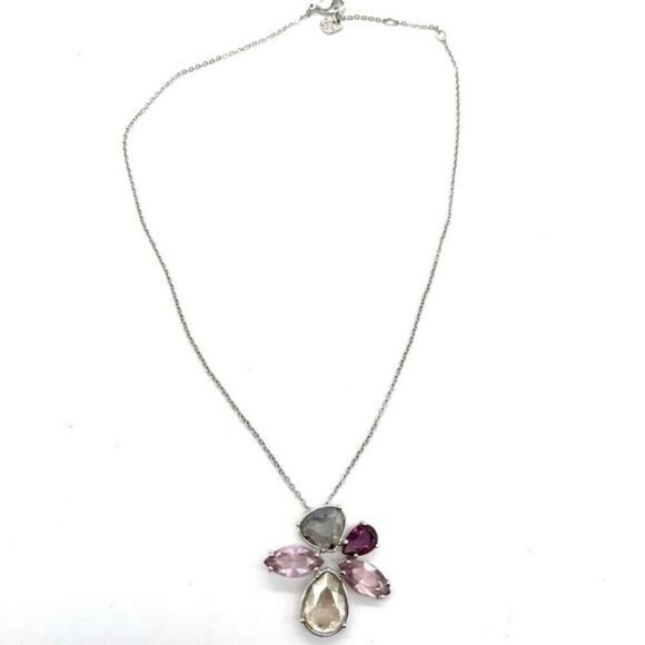 Swarovski Floral Crystal pendant on Silvertone - Picture 1 of 4